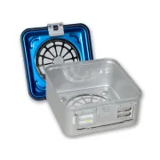 Container de sterilizare cu filtru și fund perforat, 285 × 280 × 135 mm, albastru (1 buc)