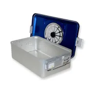 Container de sterilizare cu filtru, fund perforat, 465 × 280 × 150 mm, albastru (1 buc)