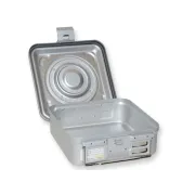 Container sterilizare Barrier System cu valvă, model mic, înălțime 100 mm, fund neperforat, 285 × 280 mm, gri (1 buc)