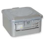 Container sterilizare Barrier System cu valvă, model mic, înălțime 150 mm, fund neperforat, 285 × 280 mm, gri