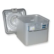 Container sterilizare Barrier System cu valvă, fund neperforat, 285 × 280 mm, înălțime 260 mm, gri (1 buc)