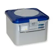 Container sterilizare Barrier System cu valvă, fund perforat, 285 × 280 mm, h 200 mm, albastru