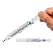 Termometru medical cu galinstan Geratherm Classic+, fără mercur, interval 35,5–42°C (cutie 24 buc)