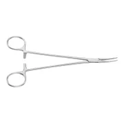 Pensă hemostatică Halsted Aesculap curbată, vârfuri tocite, 18,5 cm