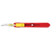 Tăietor de fire chirurgicale Swann-Morton cu lamă retractabilă din inox, steril (cutie 25 buc)