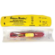 Tăietor de fire chirurgicale Swann-Morton cu lamă retractabilă din inox, steril (cutie 25 buc)