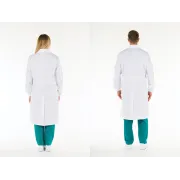 Halat medical alb unisex din bumbac 100%, cu capse, mărimea 46