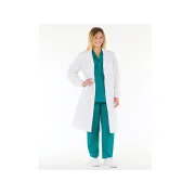 Halat medical alb unisex din bumbac 100%, cu capse, mărimea 56
