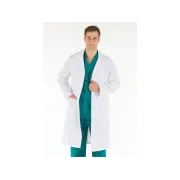 Halat medical alb pentru bărbați din bumbac 100%, mărimea 44