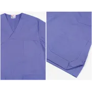 Bluză medicală unisex din bumbac 100%, albastru indigo, mărimea S