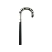 Baston din lemn de fag Leonardo cu mâner metalic curbat, negru, 92 cm