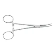 Pensă hemostatică Kelly Aesculap curbată, vârfuri tocite, 14 cm, model BH135R