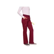 Pantaloni medicali damă Cherokee Revolution cu elastic în talie, mărimea XXS, culoare wine (1 buc)