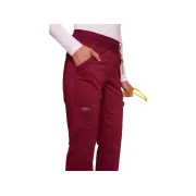 Pantaloni medicali damă Cherokee Revolution cu elastic în talie, mărimea XXS, culoare wine (1 buc)