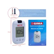 Glucometru Gima mg/dL cu manual în limbile IT, DE, GR, Arabic, kit complet cu 10 teste (1 buc)