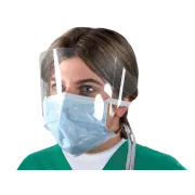 Mască chirurgicală MASKOP cu vizor înveliș, antiaburire, rezistentă la stropire, legături (cutie 50 buc)