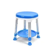 Scaun de duș albastru cu tavă, înălțime reglabilă 40–52 cm