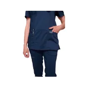 Bluză medicală Cherokee Revolution Mock Wrap pentru femei, mărimea XXS, albastru navy