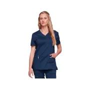 Bluză medicală Cherokee Revolution Mock Wrap pentru femei, mărimea XS, albastru navy