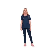 Bluză medicală Cherokee Revolution Mock Wrap pentru femei, mărimea XS, albastru navy