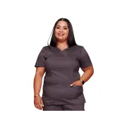 Bluză medicală Cherokee Revolution Mock Wrap pentru femei, mărimea XS, culoare pewter