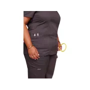 Bluză medicală Cherokee Revolution Mock Wrap pentru femei, mărimea M, culoare pewter