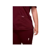 Bluză medicală Cherokee Revolution Mock Wrap pentru femei, mărimea L, culoare wine