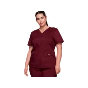 Bluză medicală Cherokee Revolution Mock Wrap pentru femei, mărimea XL, culoare wine