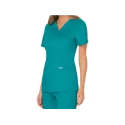 Bluză medicală Cherokee Revolution Mock Wrap pentru femei, mărimea XL, albastru turcoaz