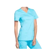 Bluză medicală Cherokee Revolution Mock Wrap pentru femei, mărimea L, turcoaz