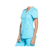 Bluză medicală Cherokee Revolution Mock Wrap pentru femei, mărimea L, turcoaz