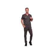 Bluză medicală bărbați Cherokee Revolution cu decolteu în V, mărimea L, culoare pewter
