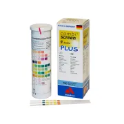 Benzi test urinare CombiScreen 9+Leuko Plus – 10 parametri cu protecție acid ascorbic (cutie 100 buc)