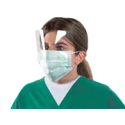 Mască chirurgicală cu vizor antiaburire MASK-OP, bandă elastică, verde (cutie 50 buc)