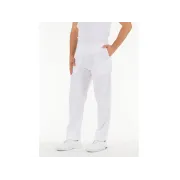 Pantaloni medicali din bumbac 100% albi, unisex, mărimea S