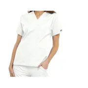 Bluză medicală Cherokee Originals cu decolteu în V pentru femei, mărimea XL, culoare albă
