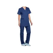 Bluză medicală unisex Cherokee Originals cu decolteu în V, mărimea M, albastru navy (1 buc)