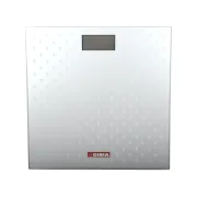 Cântar electronic de baie cu platformă din sticlă securizată gri, capacitate 150 kg