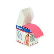 Bandă adezivă elastică pentru taping neuromuscular Leukotape K 5 m × 5 cm, roz