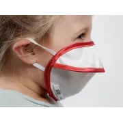 Mască chirurgicală reutilizabilă Mycroclean Kid BFE 99,8% pentru copii 6-9 ani alb-roșu (1 buc)