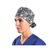 Bonetă chirurgicală din bumbac Funny Cap - model Skeleton - mărimea M (1 buc)