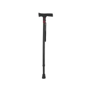 Baston de siguranță cu lumină LED și alarmă sonoră, reglabil 78–100,5 cm, negru (1 buc)