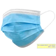 Mască chirurgicală de protecție GISAFE tip IIR, filtrare 98%, 3 straturi, cu bride elastice, albastru deschis (cutie 50 buc)
