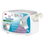 Bandă adezivă chirurgicală 3M Transpore sterilă 2,5 cm × 5 m cu dispenser (cutie 1 buc)