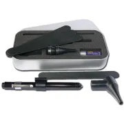 Otoscop stilou Delta cu iluminare LED, negru, cu pâlnii auricolari și abeslimbi (1 buc)