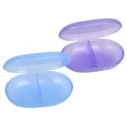 Cutie portabilă pentru medicamente cu 2 compartimente, translucidă, albastru/roz (cutie 2 buc)