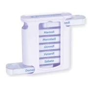 Organizator săptămânal de medicamente tip turn cu 4 compartimente, set de 4 bucăți, instrucțiuni IT-DE