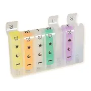 Organizator săptămânal de medicamente cu 4 compartimente pe zi, cu arc și braille