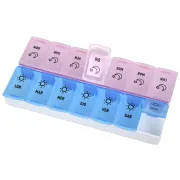 Organizator săptămânal de medicamente cu etichete în italiană, 14 compartimente translucide