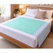 Aleză impermeabilă reutilizabilă pentru pat dublu cu aripi de fixare,  90 x 160 cm, rezistența pana la 300 de spălări